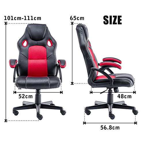 play haha. Silla de Escritorio para Videojuegos, Estilo de Carreras, Silla de Oficina giratoria, ergonómica, Silla de Trabajo con Soporte Lumbar, de Piel sintética con Silla de Trabajo Ajustable