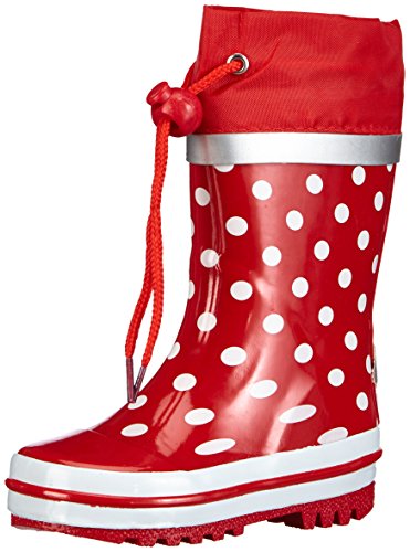 Playshoes Bota de Agua Puntos Motivo, Botas de Goma de Caucho Natural para Niñas, Rojo (Rot 8), 22/23 EU