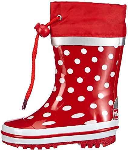 Playshoes Bota de Agua Puntos Motivo, Botas de Goma de Caucho Natural para Niñas, Rojo (Rot 8), 22/23 EU