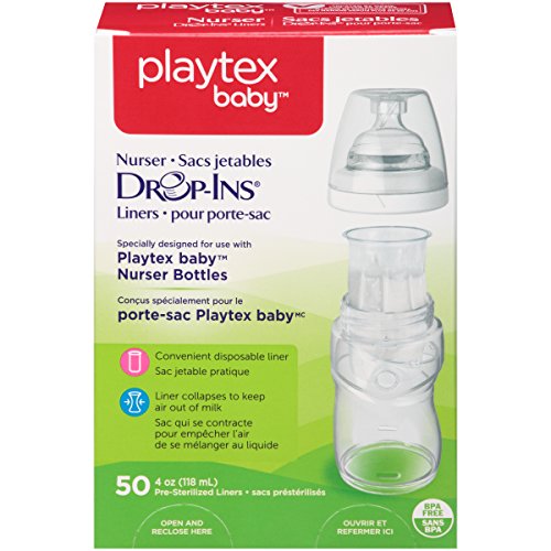 Playtex Baby Nurser Drop-Ins - Forro desechable para biberones, más cerca de la lactancia materna, 4 oz – 50 unidades
