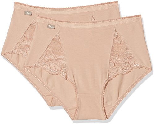 Playtex Cherish Cotton & Lace Midi X2 Braguita, Beige (Natural), (Tamaño del Fabricante:L) para Mujer