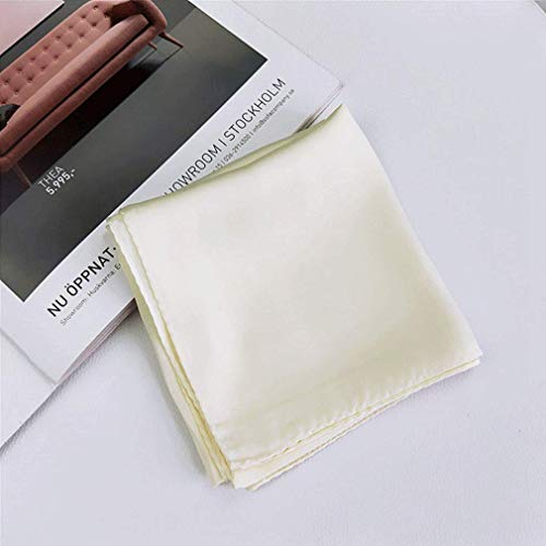 Plaza de satén de seda las mujeres Feel mantón de la bufanda pequeña llanura Pañuelo Pañuelo de cabeza y cuello diadema color sólido lazo del pelo (blanco amarillento)