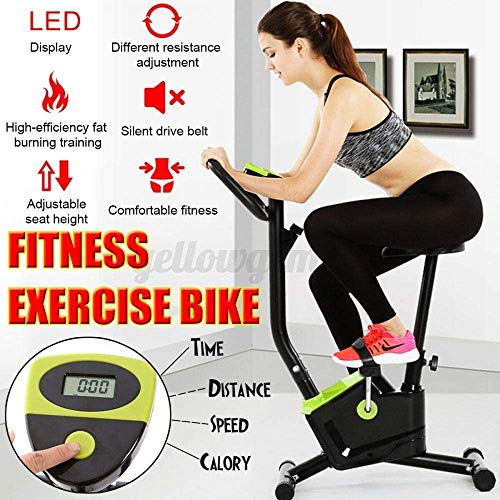 Plegable Bicicleta estática electromagnética, Equipos de Ejercicios Cerrados, Entrenador y Entrenador Vertical Fijo Plegable para Ejercicios en el hogar y el Ejercicio aeróbico,Green