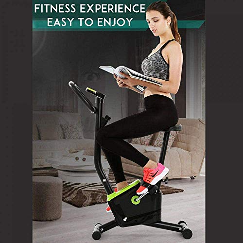 Plegable Bicicleta estática electromagnética, Equipos de Ejercicios Cerrados, Entrenador y Entrenador Vertical Fijo Plegable para Ejercicios en el hogar y el Ejercicio aeróbico,Green