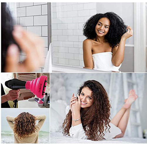 Plegable Difusor Secador,Biluer 2PCS Difusor Cabello Universal Difusor Portátil Difusor Silicona Difusor Viaje Difusor Portátil para Cabello Ondulado Rizado Natural Accesorio para Secador de Pelo
