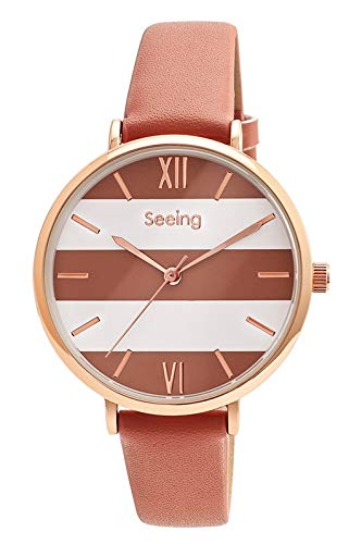 PLKNVT Elegante Reloj de señora de Estilo Popular en Instagram Diseño de Moda Altamente Recomendado Diseño Europeo para Mujer Reloj de Cuero   Ladrillo único