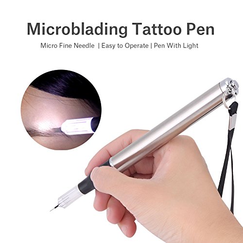 Pluma de Microblading, Máquina de tatuaje de hoja de aguja de luz multifuncional + 5pcs R5 + 5pcs 18 agujas, profesional para la belleza semi permanente, delineador de ojos ceja labio