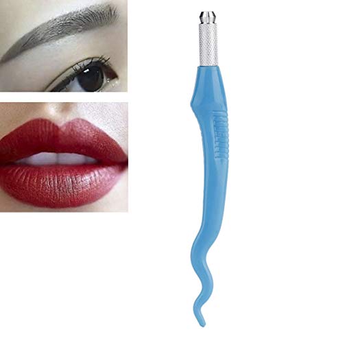 Pluma Microblading, Pluma para tatuaje de cejas, Firme para niñas caseras(blue)