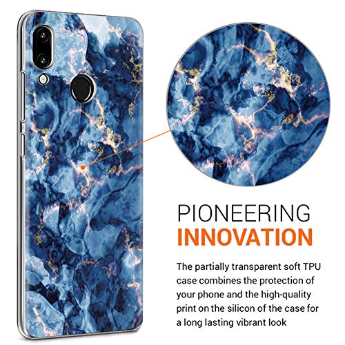 Pnakqil Funda Huawei P20 Lite, Silicona Transparente con Dibujos Diseño Slim TPU Antigolpes Ultrafina de Protector Piel Case Cover Cárcasa Fundas para Movil Huawei P20Lite, Mármol Azul Verde