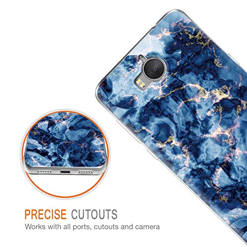 Pnakqil Funda Huawei Y6 / Y5 2017, Silicona Transparente con Dibujos Diseño Slim TPU Antigolpes Ultrafina de Protector Piel Case Cover Cárcasa Fundas para Movil Huawei Nova Young, Mármol Azul Verde