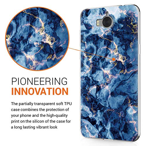 Pnakqil Funda Huawei Y6 / Y5 2017, Silicona Transparente con Dibujos Diseño Slim TPU Antigolpes Ultrafina de Protector Piel Case Cover Cárcasa Fundas para Movil Huawei Nova Young, Mármol Azul Verde