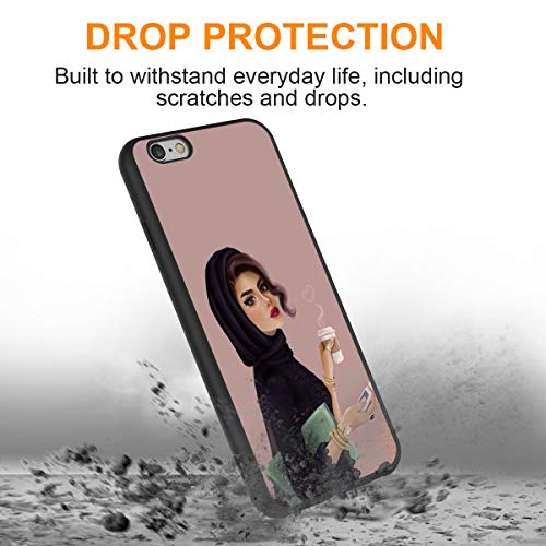 Pnakqil Funda para iPhone 6s Plus/6 Plus Silicona Ultrafina Negra con Dibujos Diseño Suave TPU Antigolpes de Protector Piel Case Cover Cárcasa Fundas para Movil para Apple 6splus/6Plus, Café musulmán