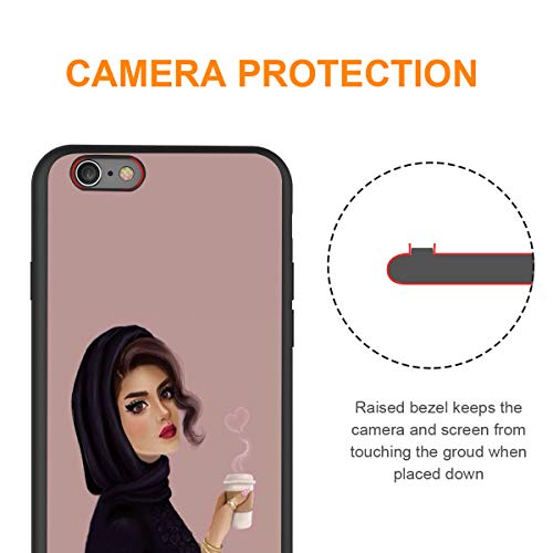 Pnakqil Funda para iPhone 6s Plus/6 Plus Silicona Ultrafina Negra con Dibujos Diseño Suave TPU Antigolpes de Protector Piel Case Cover Cárcasa Fundas para Movil para Apple 6splus/6Plus, Café musulmán