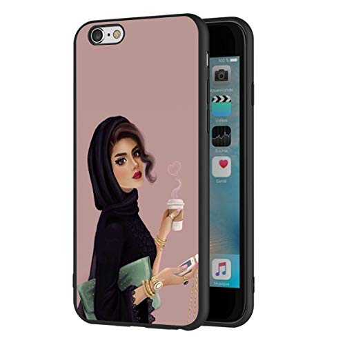 Pnakqil Funda para iPhone 6s Plus/6 Plus Silicona Ultrafina Negra con Dibujos Diseño Suave TPU Antigolpes de Protector Piel Case Cover Cárcasa Fundas para Movil para Apple 6splus/6Plus, Café musulmán