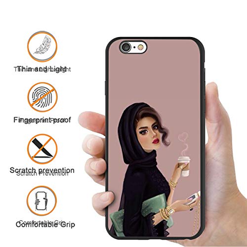Pnakqil Funda para iPhone 6s Plus/6 Plus Silicona Ultrafina Negra con Dibujos Diseño Suave TPU Antigolpes de Protector Piel Case Cover Cárcasa Fundas para Movil para Apple 6splus/6Plus, Café musulmán