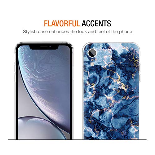 Pnakqil Funda para iPhone XR, Silicona 3D Transparente con Dibujos Diseño Slim TPU Antigolpes Ultrafina de Protector Piel Case Cover Cárcasa Fundas para Movil para iPhoneXR, Mármol Azul Verde