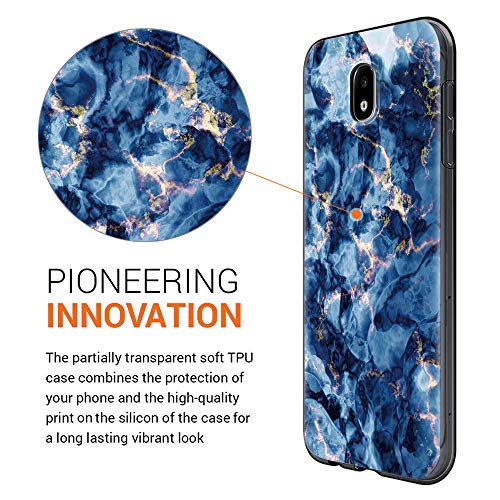 Pnakqil Funda Samsung Galaxy J3 2017, Silicona Transparente con Dibujos Diseño Slim TPU Antigolpes Ultrafina de Protector Piel Case Cover Cárcasa Fundas para Movil Samsung GalaxyJ3, Mármol Azul Verde