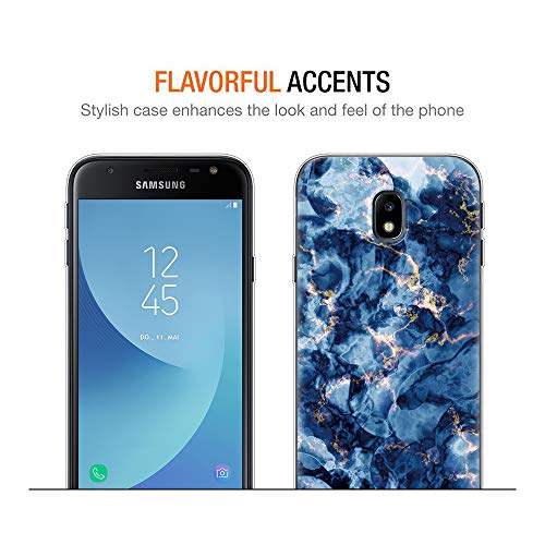Pnakqil Funda Samsung Galaxy J3 2017, Silicona Transparente con Dibujos Diseño Slim TPU Antigolpes Ultrafina de Protector Piel Case Cover Cárcasa Fundas para Movil Samsung GalaxyJ3, Mármol Azul Verde
