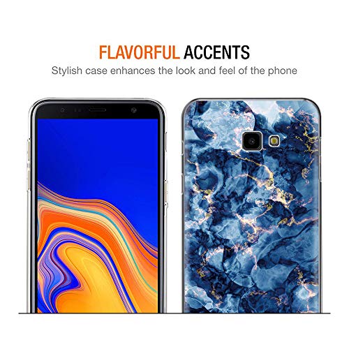 Pnakqil Funda Samsung Galaxy J4 Plus, Silicona Transparente con Dibujos Diseño Slim TPU Antigolpes Ultrafina de Protector Piel Case Cover Cárcasa Fundas para Movil Samsung J4Plus, Mármol Azul Verde