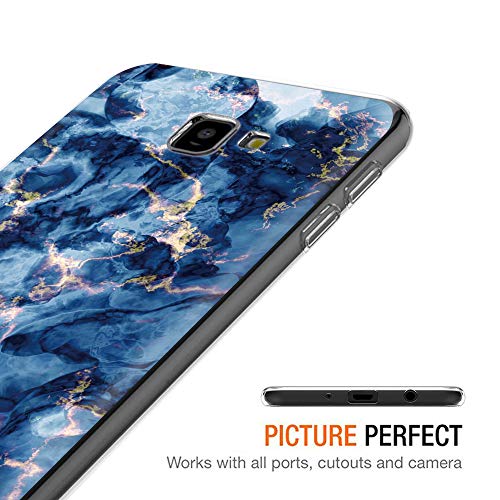 Pnakqil Funda Samsung Galaxy J4 Plus, Silicona Transparente con Dibujos Diseño Slim TPU Antigolpes Ultrafina de Protector Piel Case Cover Cárcasa Fundas para Movil Samsung J4Plus, Mármol Azul Verde