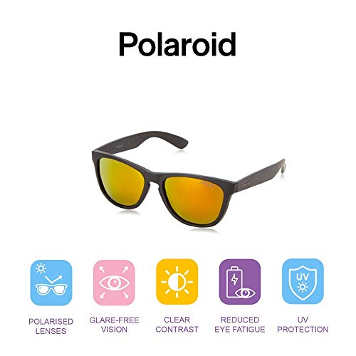 Polaroid P8443 L6 9CA Gafas de sol, Negro (Black/Grey Red Mirror Polarized), 55 Unisex-Adulto