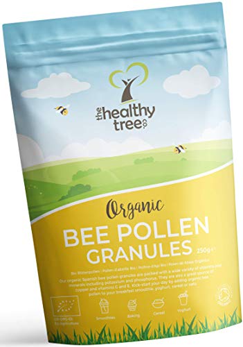 Polen de Abeja Español Orgánico de TheHealthyTree Company - Alto en Vitaminas B1, B2, B9, C, E y Cobre - Polen de Abeja en Grano, Cruda Pura de la Mejor Calidad (250g)