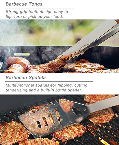 POLIGO 23 Piezas Set Barbacoa Utensilios Parrilla Barbacoa Acero Inoxidable con Estera Barbacoa - Completo Regalos Navidad Kit Barbacoa Accesorios Barbacoa Herramienta Barbacoa Regalos para Hombres
