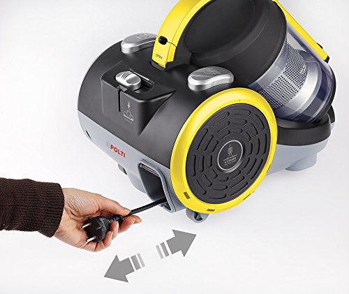 Polti Forzaspira C115_Plus Aspirador cicónico sin Bolsa, 2 litros Capacidad depósito de Recogida, bajo Consumo, 80 Decibelios, Plastic, Negro/Amarillo