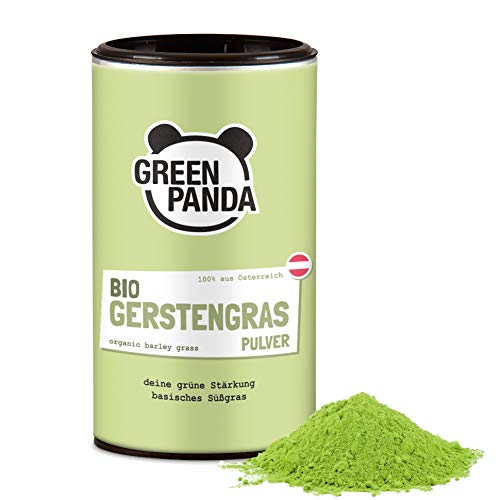 Polvo de hierba de cebada orgánica de joven, buena solubilidad, finamente molido para jugo de hierba de cebada, Polvo de hierba de cebada de cultivo biológico austríaco, probado y certificado, 125g