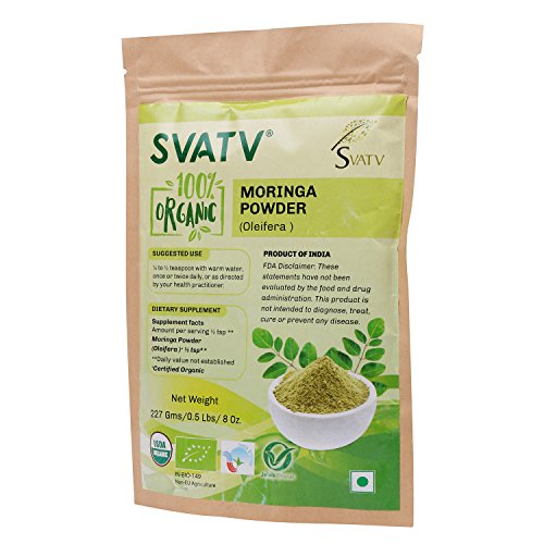 Polvo de Moringa SVATV (polvo de hoja de Moringa Oleifera) 1/2 LB, 08 oz, 227g USDA certificado