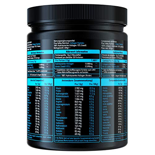 Polvo de Péptidos de Colágeno - No OGM, adecuado para la Dieta Keto, 100% Libre de Gluten - Sin Sabor (400 gramos)