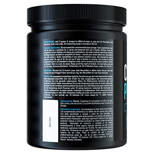 Polvo de Péptidos de Colágeno - No OGM, adecuado para la Dieta Keto, 100% Libre de Gluten - Sin Sabor (400 gramos)