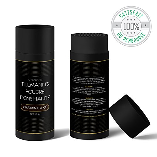 Polvo densificante para cabello de hombre y mujer - Polvo densificante para barba, esconde la calvicie y las raíces - Simple y rápido, con queratina natural - 27,5 gramos neto Color: castaño oscuro.