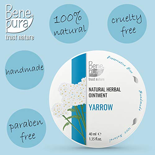 Pomada natural con milenrama blanca 40ml, extracto de aceite frío, 100% natural - contra las hemorroides, estabiliza las paredes de los vasos sanguíneos y mejora el flujo sanguíneo– hecho a mano en EU