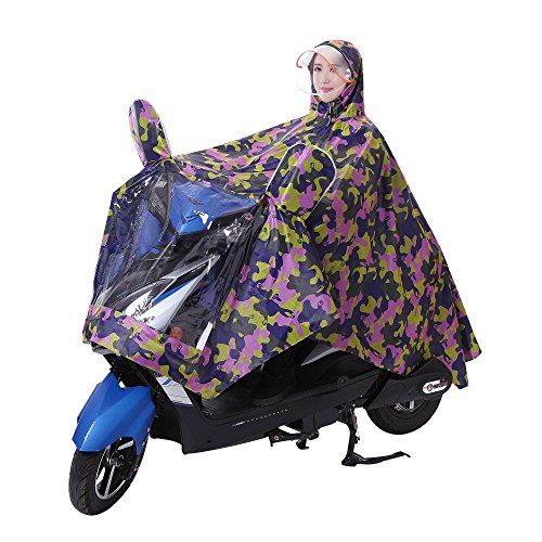 Poncho de lluvia impermeable unisex con capucha, portátil, para moto, bicicleta, ciclismo, equitación o camping, Camouflage Jaune, XXXXX-Large