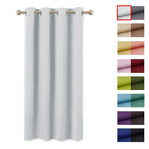 PONY DANCE Cortinas Modernas con Color Bonito - Paneles Térmicos Aislantes Frío Calor y Decoración para Hogar Dormitorio Salón, 1 Pieza, 132 x 158 cm, Blanco Gris