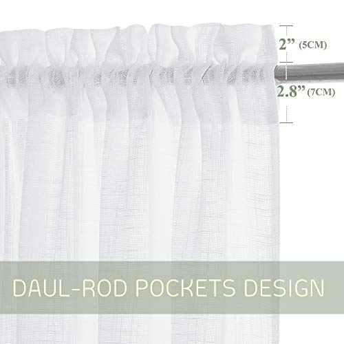 PONY DANCE Visillos Blancos - Cortinas Modernas Cortas para Ventanas Salón Dormitorio Infantil Juventil, 2 Paneles, 132 x 158 cm (An x L), Blanco