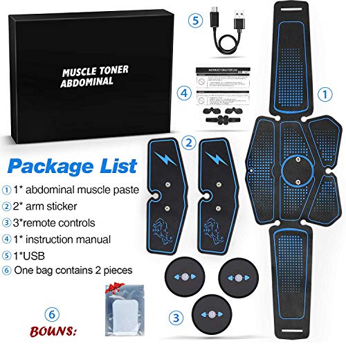 POPOLIC EMS Electroestimulador Muscular Abdominale Cinturón, Cinturón Abdominal Electroestimulador, Masajeador Eléctrico Cinturón para Abdomen Cintura, etc, Hombre Mujer - con USB Recargable