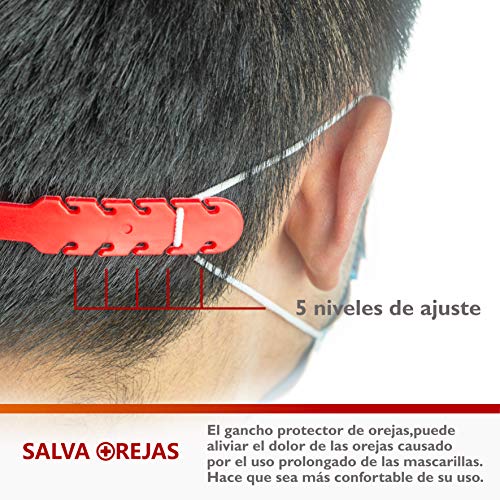 POPP® Salva orejas reutilizables para mascarillas,10 PCS 20 PCS 30PCS 50PCS 100 PCS Extensión Gancho, Hebilla de extension Ajustable Máscara (Pack 10 PCS)