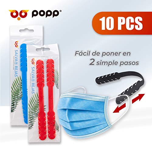 POPP® Salva orejas reutilizables para mascarillas,10 PCS 20 PCS 30PCS 50PCS 100 PCS Extensión Gancho, Hebilla de extension Ajustable Máscara (Pack 10 PCS)
