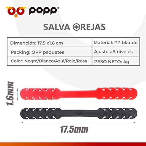 POPP® Salva orejas reutilizables para mascarillas,10 PCS 20 PCS 30PCS 50PCS 100 PCS Extensión Gancho, Hebilla de extension Ajustable Máscara (Pack 10 PCS)