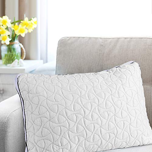 POPRUN Almohada Cervical Viscoelastica 70 x 50 cm, Altura Ajustable para Durmientes Parte Posterior, Laterales y Estomacal Durmientes, Funda de Almohada de Bamboo Gris