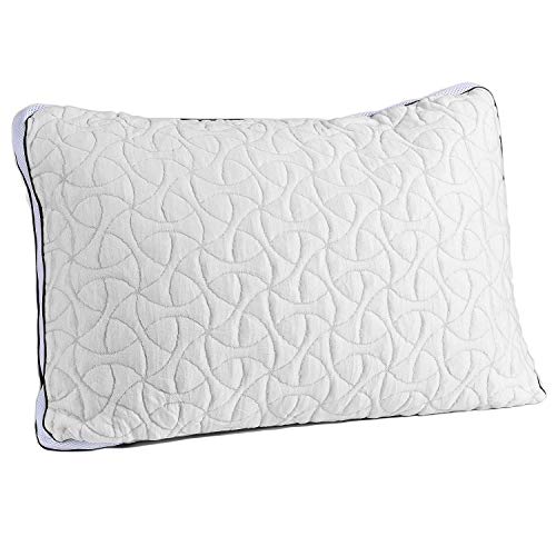 POPRUN Almohada Cervical Viscoelastica 70 x 50 cm, Altura Ajustable para Durmientes Parte Posterior, Laterales y Estomacal Durmientes, Funda de Almohada de Bamboo Gris