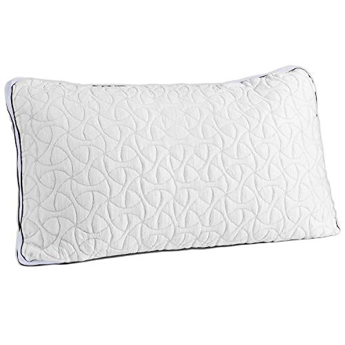 POPRUN Almohada Cervical Viscoelastica 80 x 40 cm, Altura Ajustable para Durmientes Parte Posterior, Laterales y Estomacal Durmientes, Funda de Almohada de Bamboo Gris