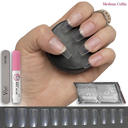 Por Vixi 60 piezas UƱas Caja / Bailarina 12 tamaƱos - Mediano Transparente Cubrir completo UƱas postizas - con PEGAMENTO GRATIS Y ARCHIVO DE PREPARACIĆN Por Vixi 60 piezas UƱas Caja / Bailarina 12 tamaƱos - Mediano Transparente Cubrir completo UƱas postizas - con PEGAMENTO GRATIS Y ARCHIVO DE PREPARACIĆN