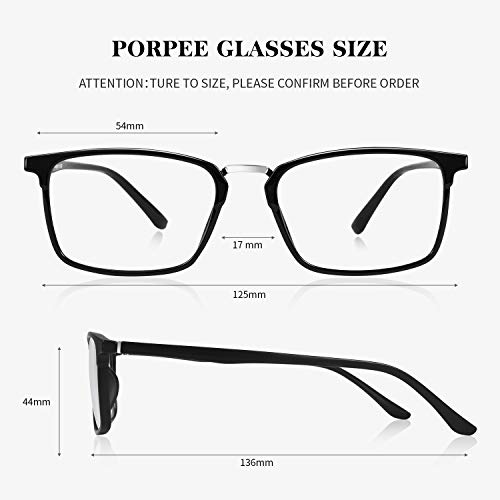 PORPEE Gafas de Filtro de Luz Azul, Gafas de Ordenador con Lente de Película Verde, Gafas Lectura Reduce Fatiga - 100% Protección UV/Radiacion - Marco Ultraligera de Moda