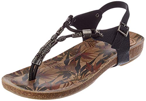 Porronet Dafne, Sandalias Planas, Bios para Mujer, Negro, 41 EU