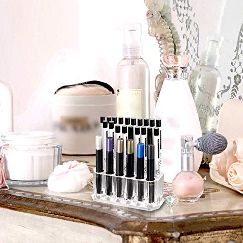 Porta para Brochas de Maquillaje, Soporte para Brochas, Organizador para Brochas de Maquillaje, Caja para Guardar Maquillaje con 26 Compartimentos-Transparente/Acrílico