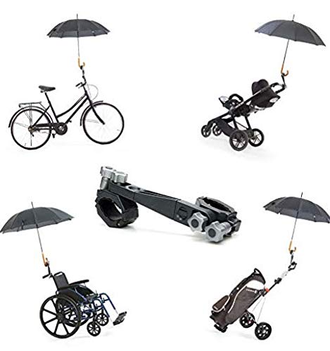 Porta Paraguas Universal y desmontable de Jicaclick |Para carro de bebé, silla de ruedas, carritos de golf, bicicletas, sillas de playa, carros compra o trípode cámara fotos TAMAÑO ESTANDAR
