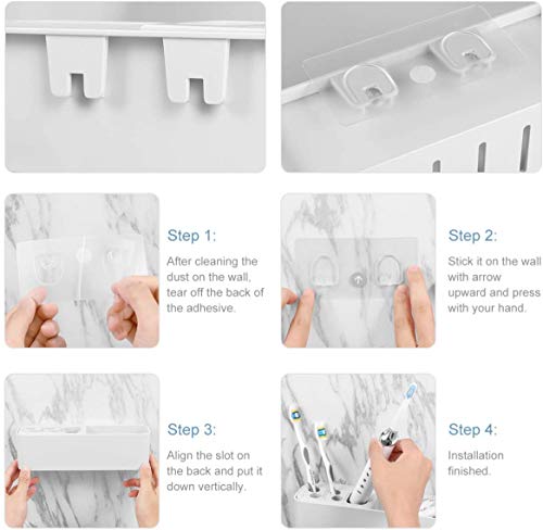 Portacepillos de Dientes - RIGHTWELL Porta Cepillos Eléctrico, Soporte Cepillo Dientes Pared para Todo Tipo de Pasta de Dientes y Cepillo de Dientes, Haz Que tu Baño Sea Más Conciso y Hermoso